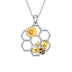 Sterling Silver Honeycomb Cute Flower Pendant Necklaces for Women for Her