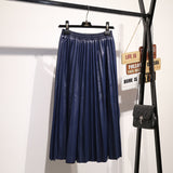 Pleated Half Length High Waist Long Skirt - Minihomy