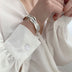 Irregular Fold Texture Opening Wide S925 Sterling Silver Bracelet Women - Minihomy