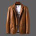 Leather Men's Autumn And Winter Jacket Thin Lapel - Minihomy