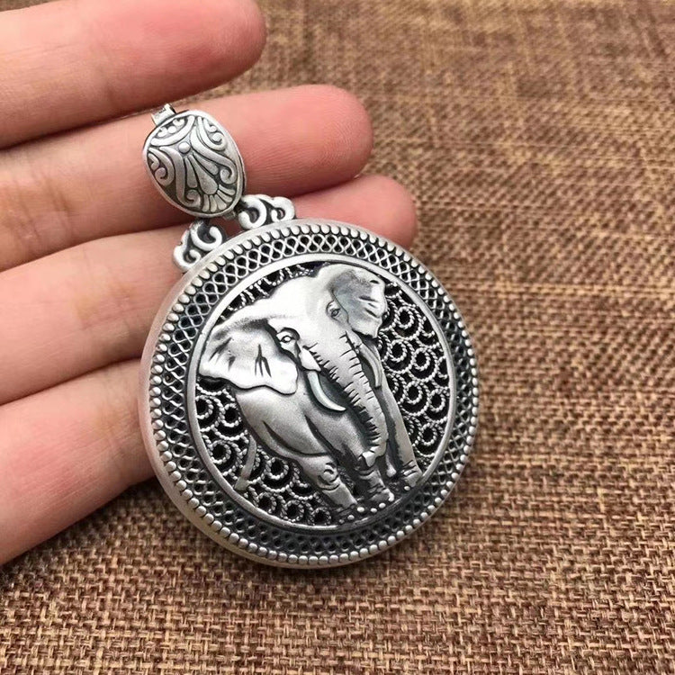 925 Silver Elephant Sweater Chain Pendant Women Accessories - Minihomy