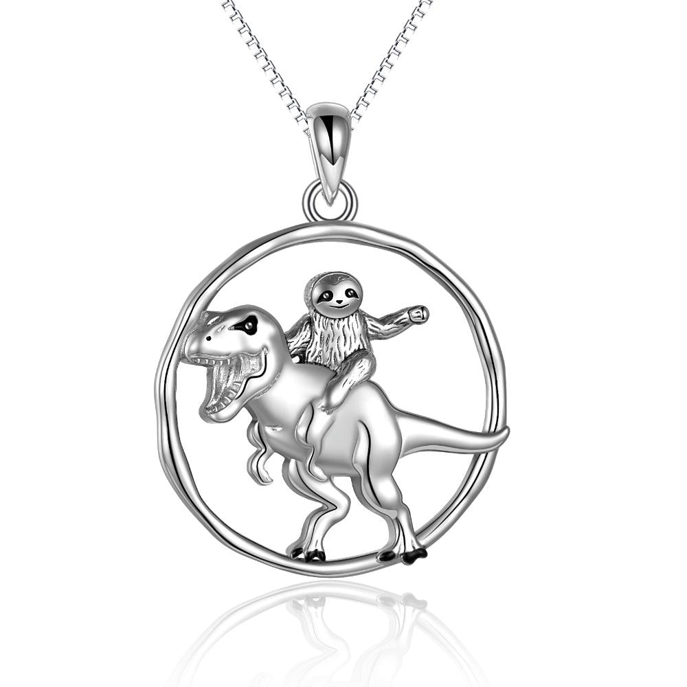 Sterling Silver Sloth Pendant Necklaces Jewelry Dinosaur Necklace