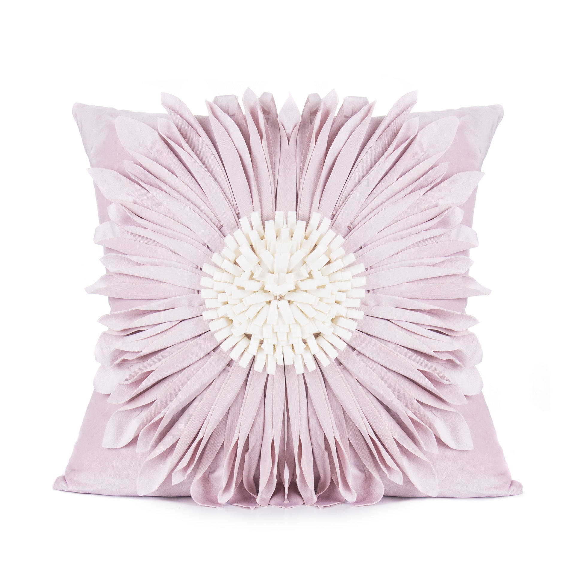 Modern Style White Throw Pillows Velvet Stitching 3D Chrysanthemum Cushion Waist Pillow Blue Cushion Case