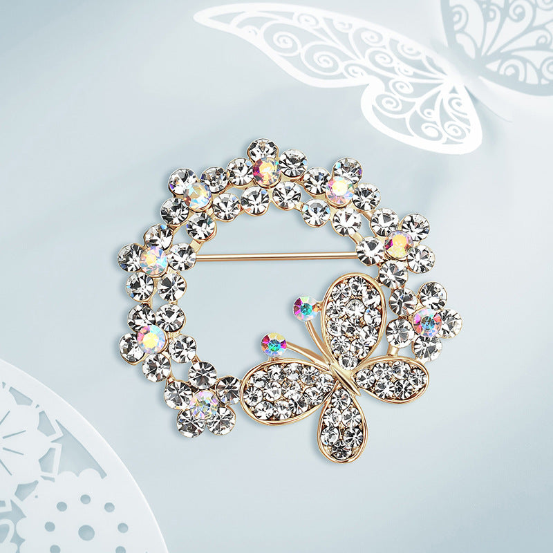 Butterfly Alloy Diamond Brooch - Minihomy