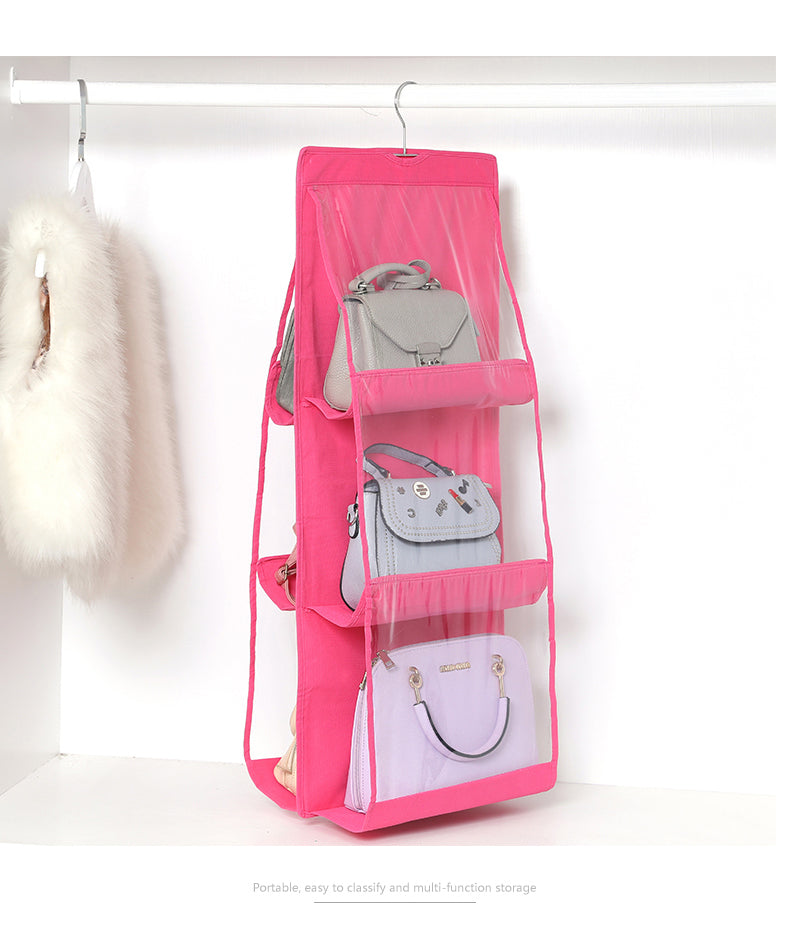 Double-sided Six-layer Visible Transparent Hanging Bag Storage