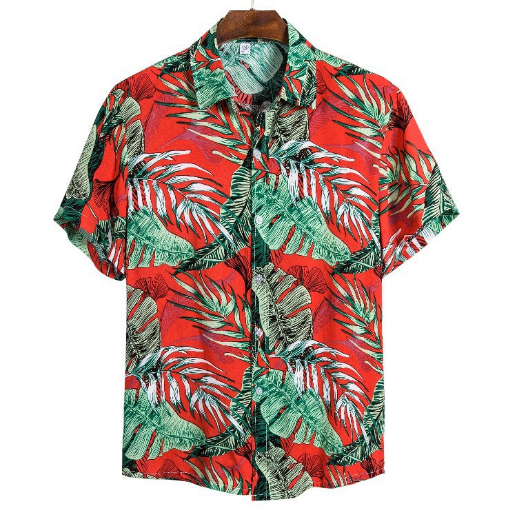 Hawaii beach flower shirt series high-quality cotton men's - Minihomy