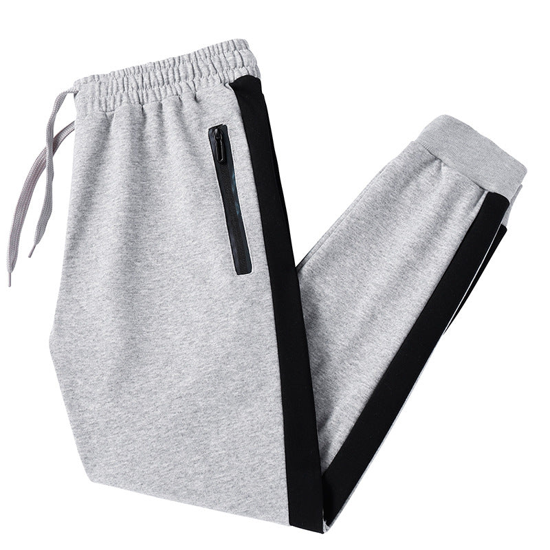 Sports Solid Color Cotton Sweatpants With Drawstring Long Pants