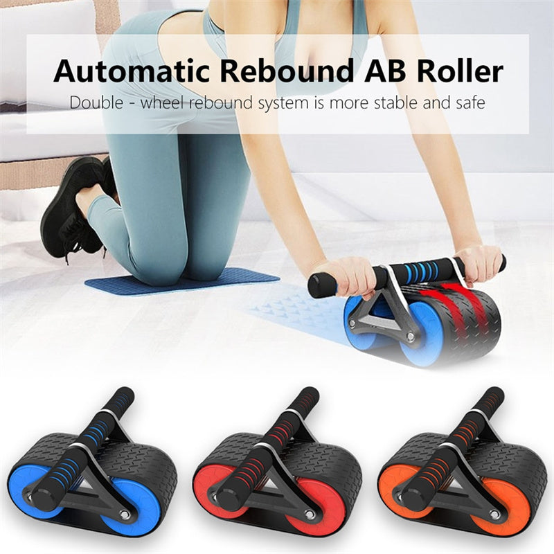 Double Wheel Abdominal Exerciser Automatic Rebound Trainer