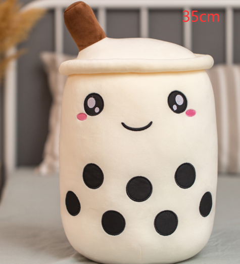 Cute Fruit Drink Plush Stuffed Soft Strawberry Milk Boba Tea Plush