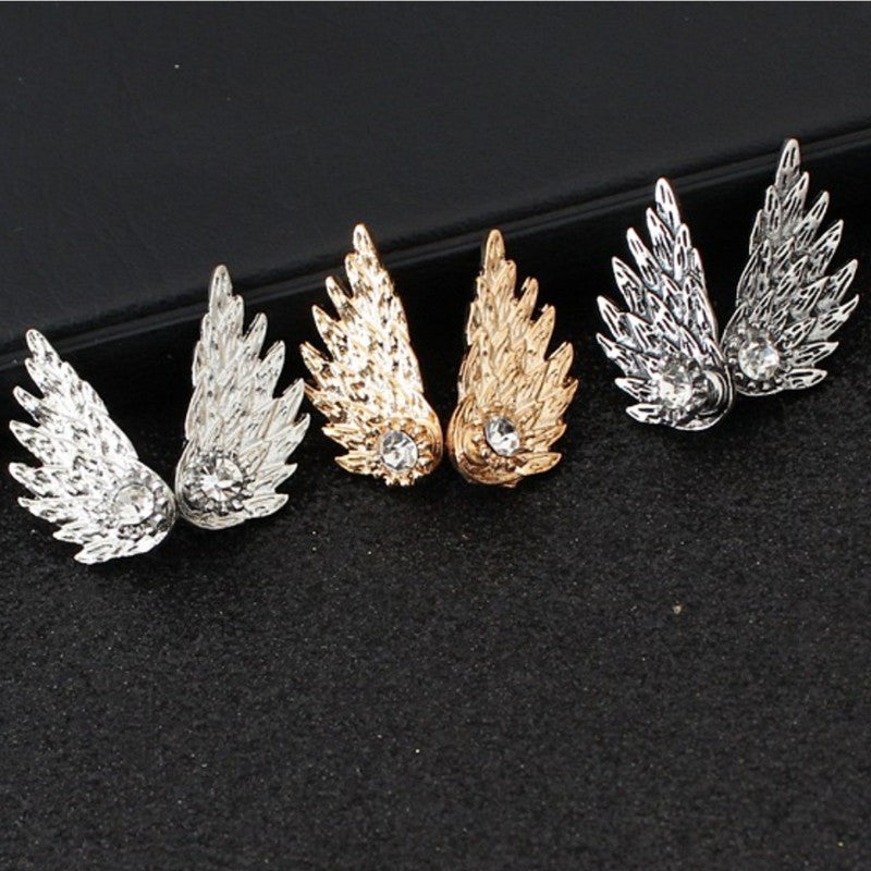 Angel Wings Women Earrings Inlaid Crystal Ear Jewelry Earring Party Gothic Feather Earrings Fashion Bijoux Gold Color - Minihomy