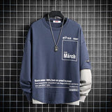 Men's Pullover Long-sleeved T-shirt Loose Casual Stitching - Minihomy