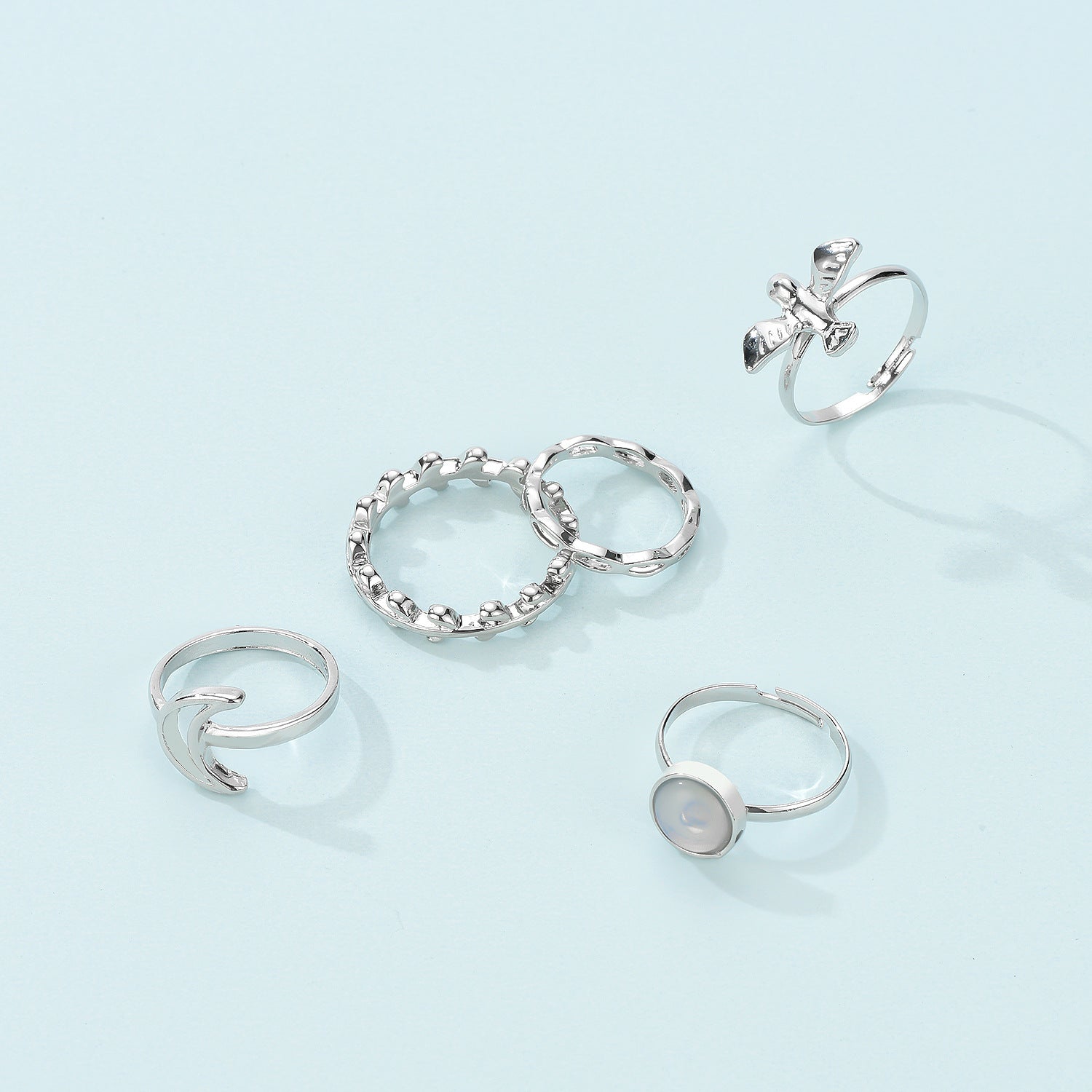 Flying Bird Shape Alloy Ring Moon 5-piece Set - Minihomy