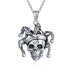 Sterling Silver Retro Gothic Skull Necklace Clown Hat Halloween Necklace for Women Man