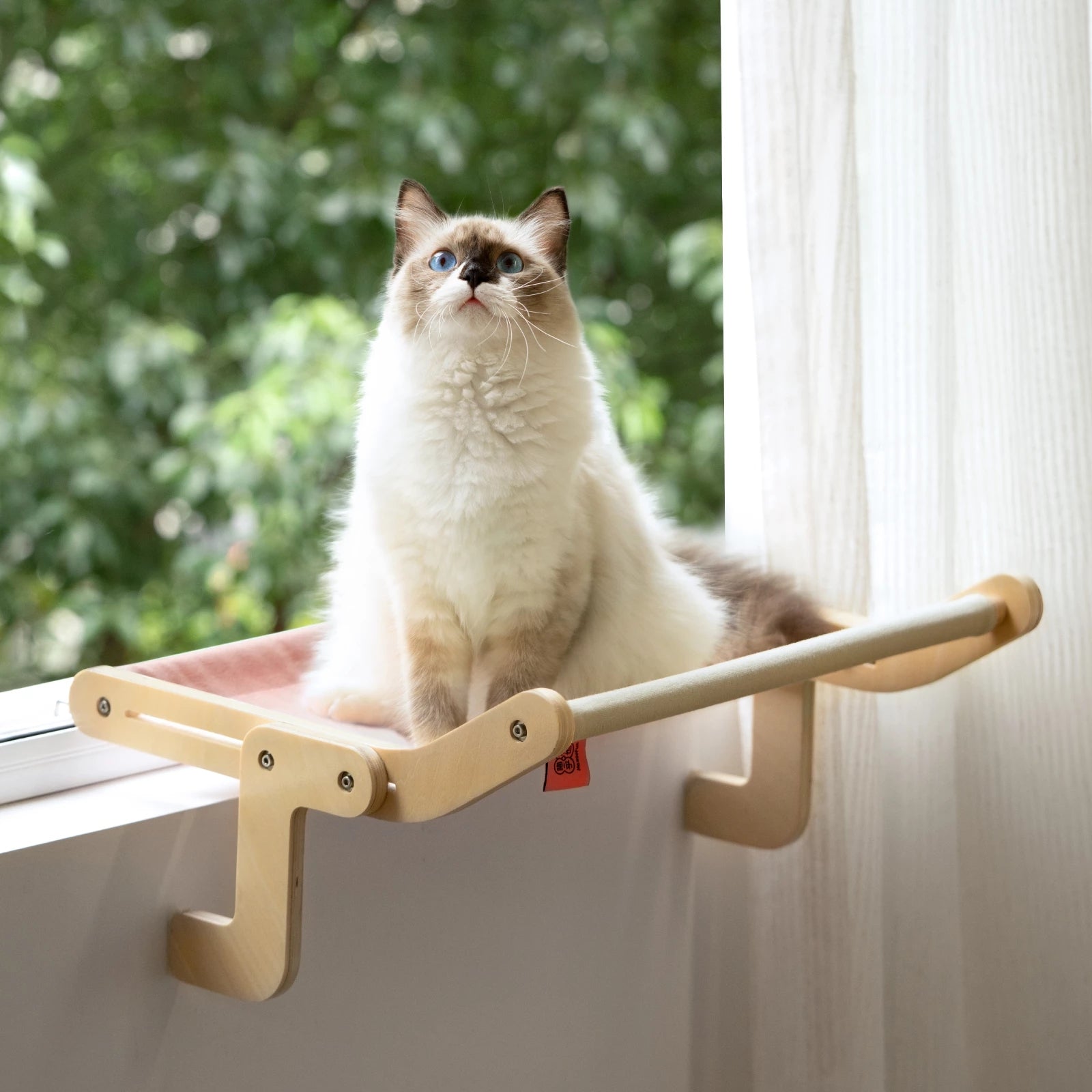 Mewoofun Pet Cat Window Perch 4 Color Wooden Assembly Hanging Bed Cotton Canvas Easy Washable Multi-Ply Plywood - Minihomy