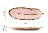 Glod Feather Platter Luxury Leaf Storage Tray For Women - Minihomy