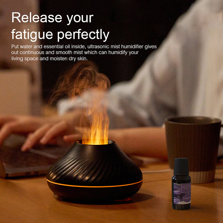 Aroma Diffuser 130Ml 3d Colorful Flame Humidifier Fire Volcano - Minihomy