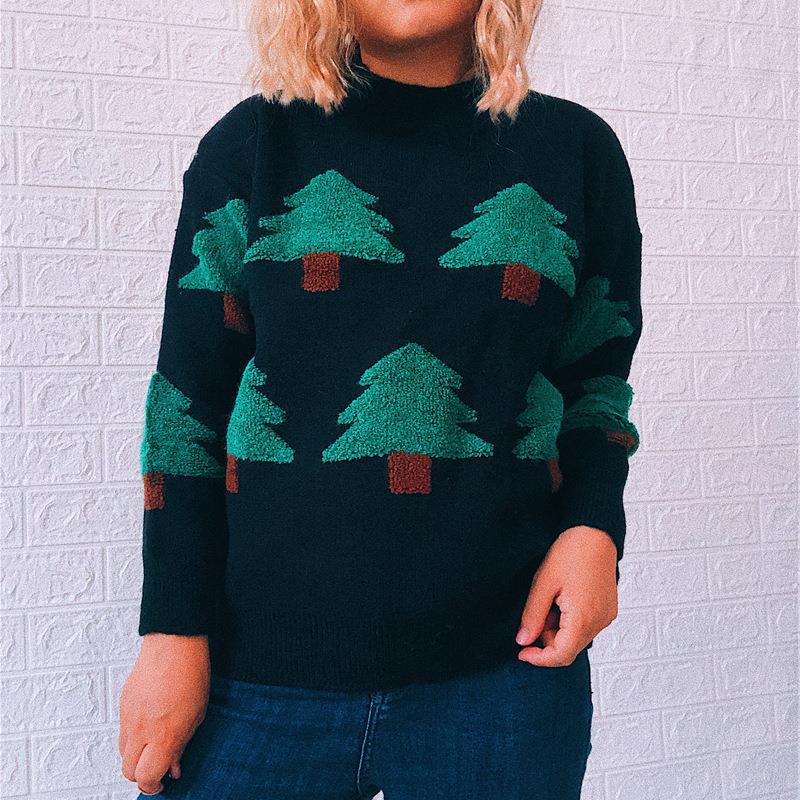 Christmas Sweater Round Neck Long Sleeve Knitted Pullover - Minihomy