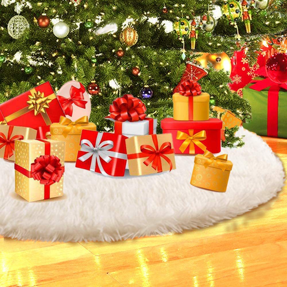 Beyaz Noel Ağacı Eteği Peluş Sahte Kürk Noel Ağacı Halısı Neşeli Noel Ağacı Süslemeleri