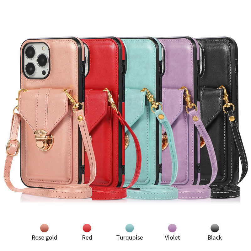 Creative Card Leather Diagonal Lanyard Mobile Phone Case