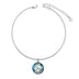 14k White-Gold Plated Austrian Circular Blue Crystal with S925 Sterling Sliver Hummingbird Anklet Summer Beach Gifts - Minihomy