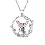 Sterling Silver Bunny Necklace Cute Rabbit Animal Necklace Birthday Gift for Women Lovely Rabbit