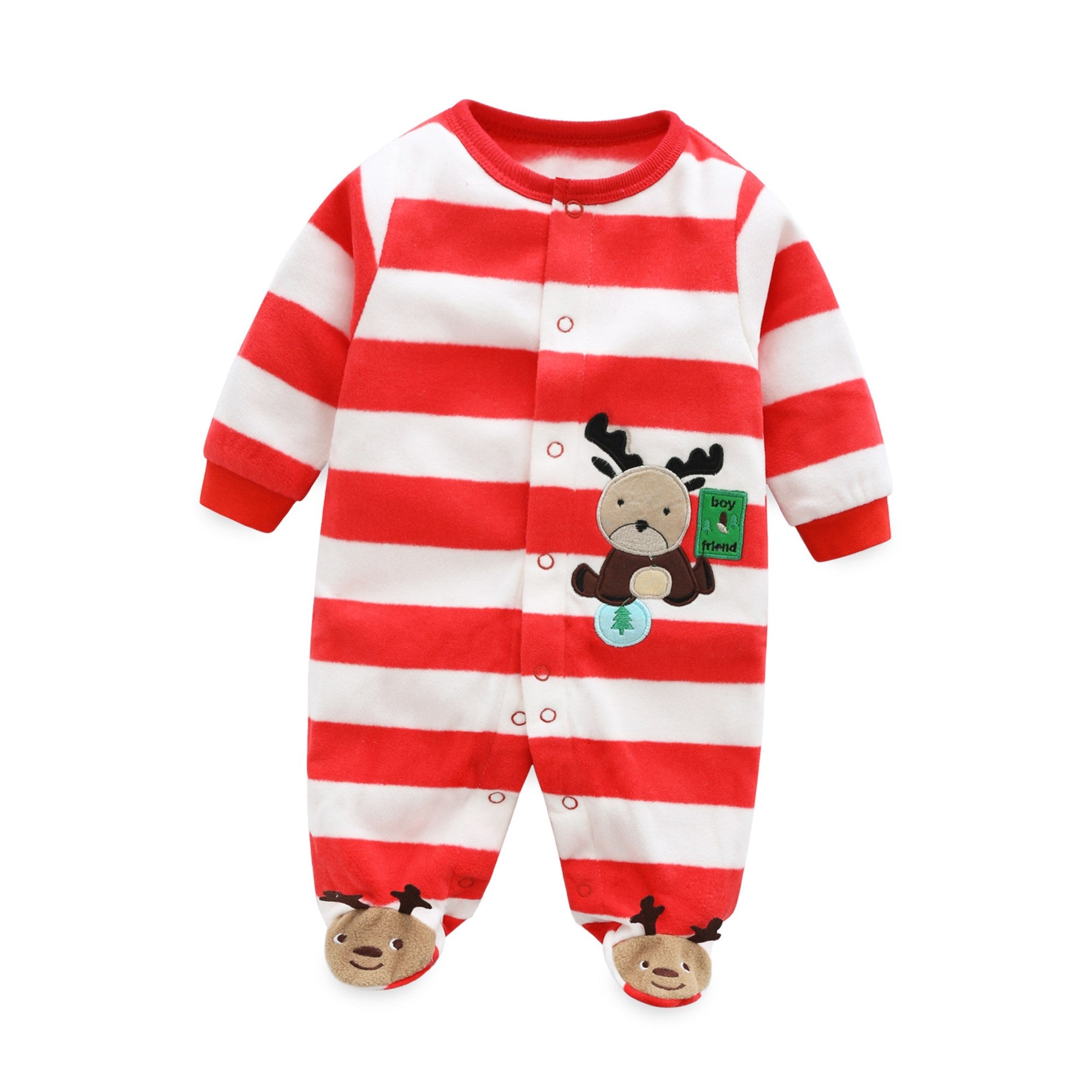 Baby Foot-wrapped Long-sleeved Printed One-piece Romper - Minihomy