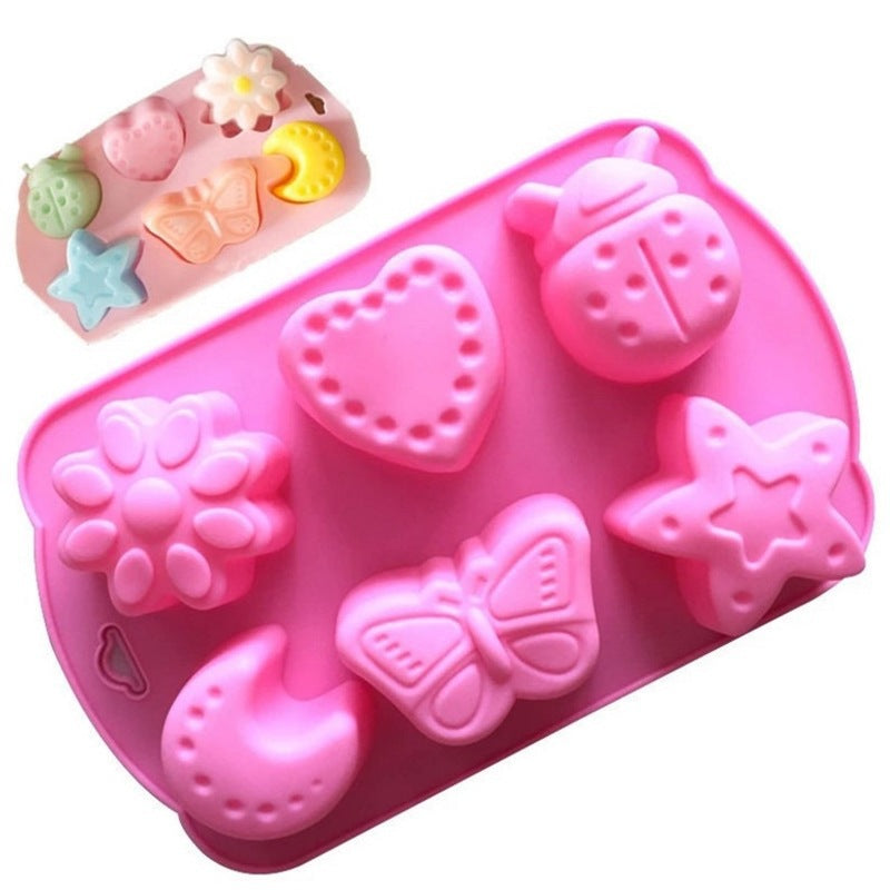 Six even puppy footprints silicone cake mold 6 even cat claws handmade soap mold high temperature cake mold cold soap