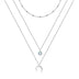 Sterling Silver  Moonstone Crescent Moon Layered Necklace Gift for Women