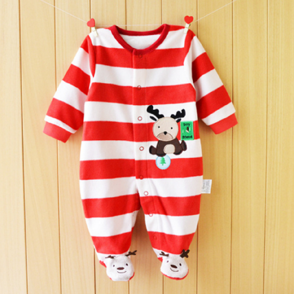 Baby Foot-wrapped Long-sleeved Printed One-piece Romper - Minihomy