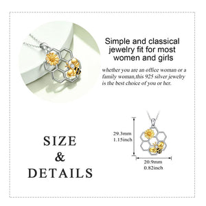Sterling Silver Honeycomb Cute Flower Pendant Necklaces for Women for Her