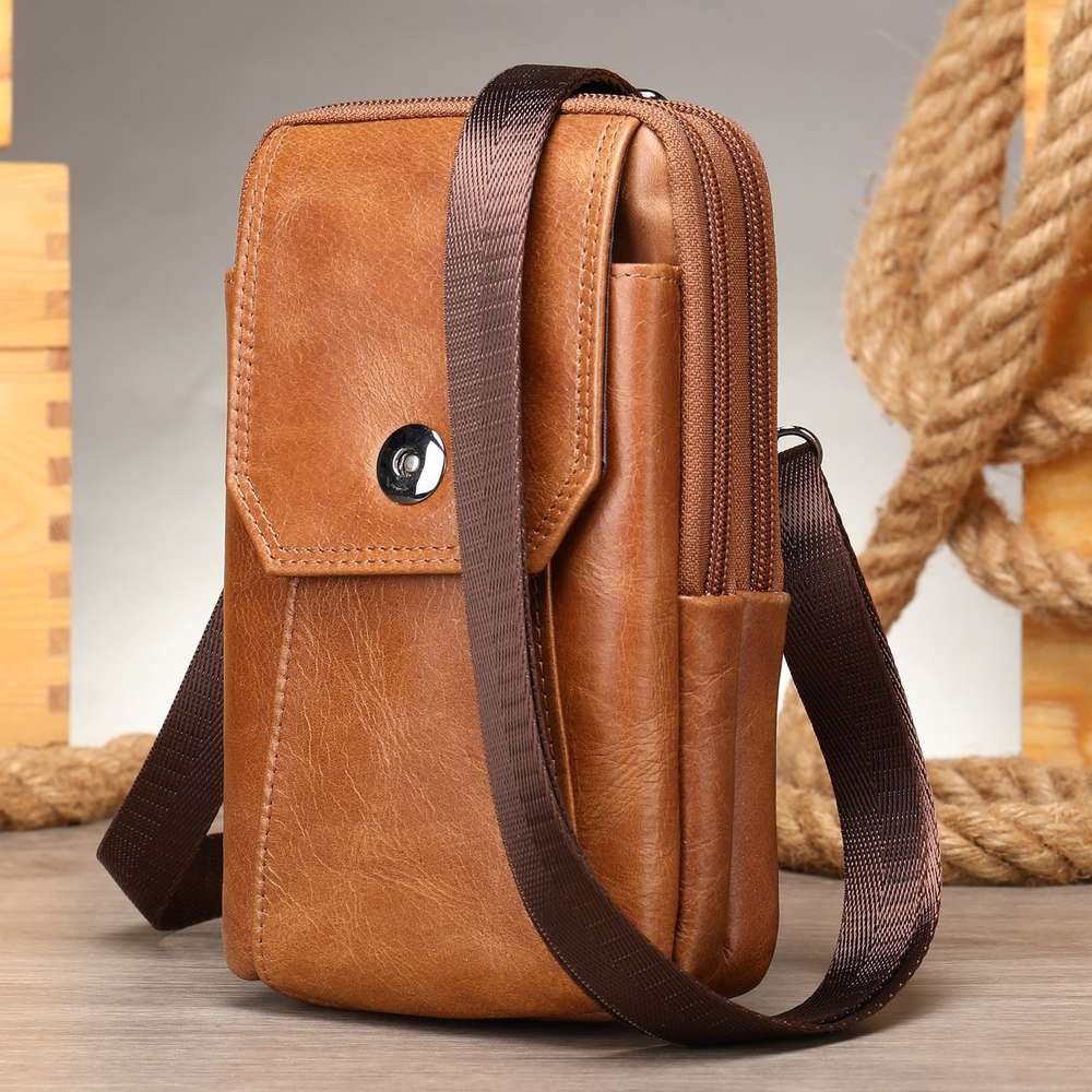 Men's Leather Casual One-shoulder Messenger Bag - Minihomy