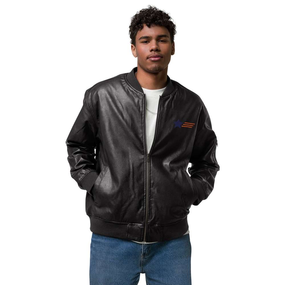 Freedom Leather Bomber Jacket - Minihomy