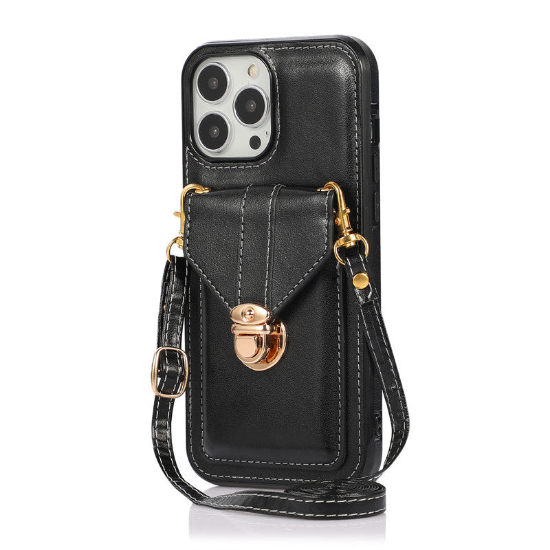 Creative Card Leather Diagonal Lanyard Mobile Phone Case