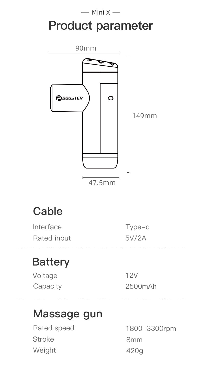 Booster Mini X Massage Gun: Portable Percussion Massager - Minihomy