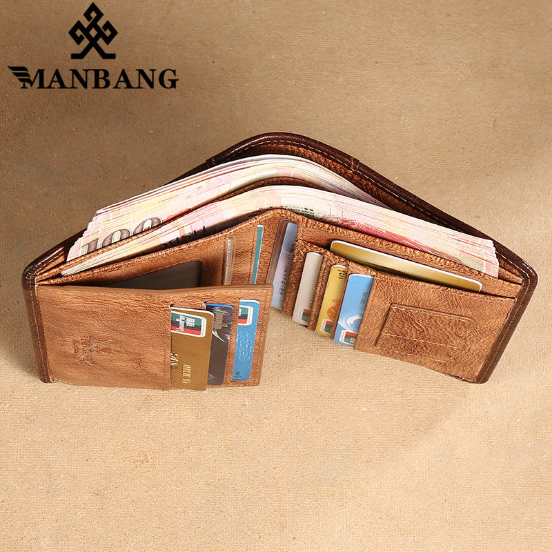 Genuine Leather Men Wallet Small Mini Card Holder Male Wallet Pocket Retro purse High Quality