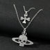 Skull Cross Saturn Silver Color Metal Necklace Retro Punk Women and Men