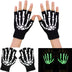 Unisex Adult Halloween Skeleton Skull Half Finger Stretch Gloves