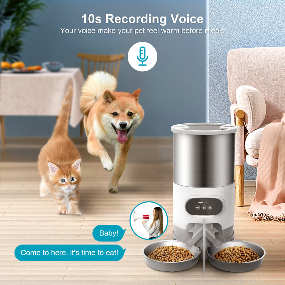 Smart APP Pet Feeder Cat And Dog Food Dispenser Stainless Steel  Bowl Medium-Sized Cats And Dogs With Recording Timing Feeding