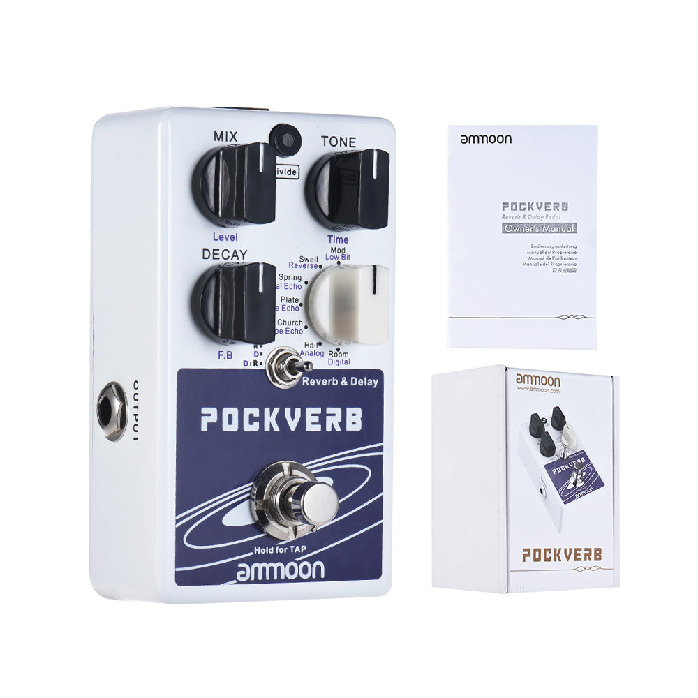 ammoon POCKVERB Guitar Pedal 7 Effects Chorus Simulator Guitar Effect Pedal Guitar Accessories - Minihomy